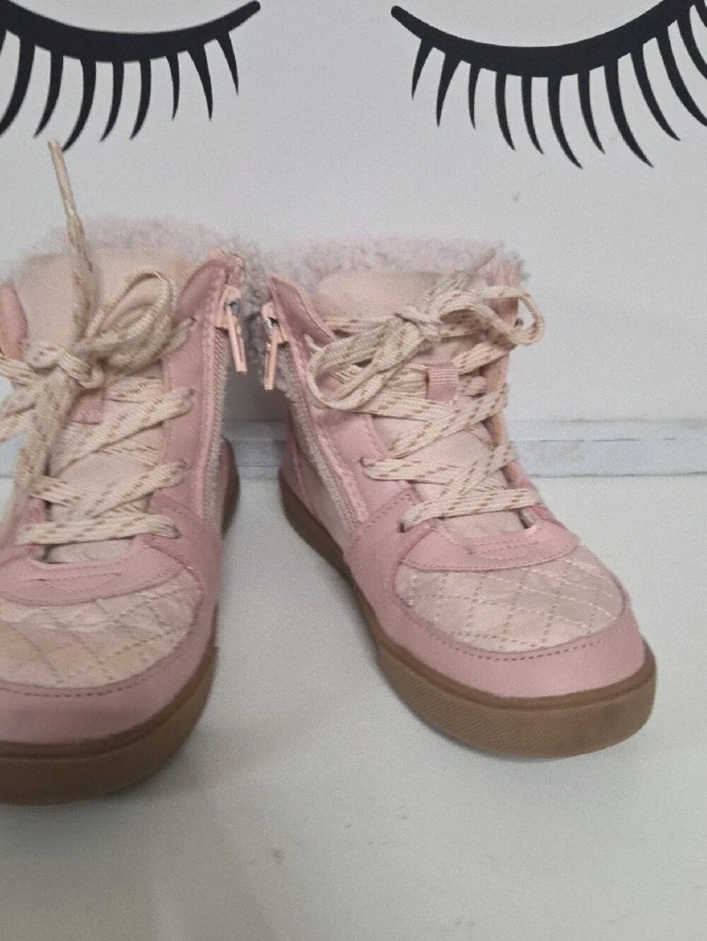 OshKosh B'gosh Pink Quilted Faux-Fur High-Top Kids Boots